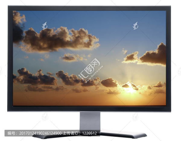 在Sea美麗的日落監(jiān)視器