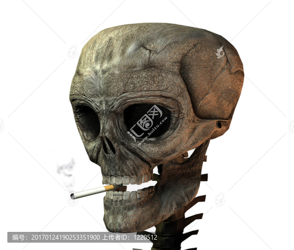 三維顱骨帶香煙
