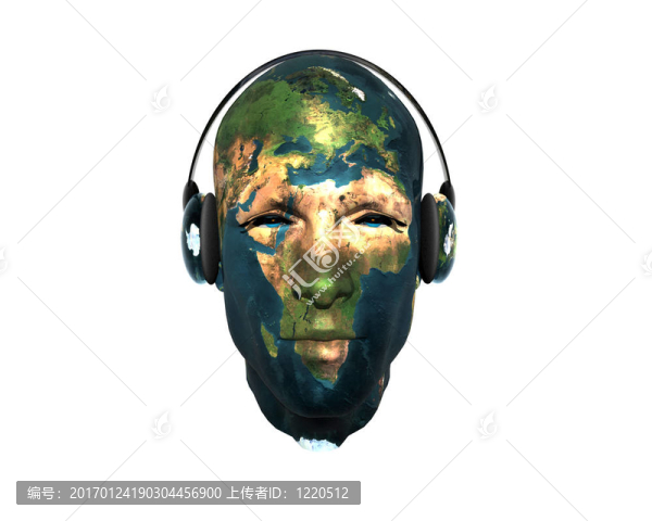 3D男人質(zhì)感的臉與耳機