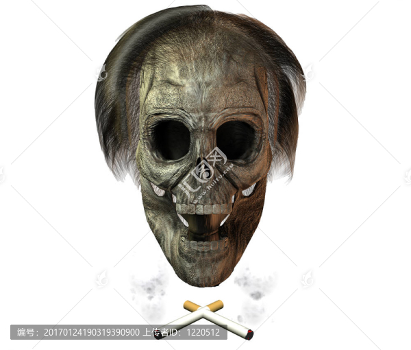 三維顱骨帶香煙