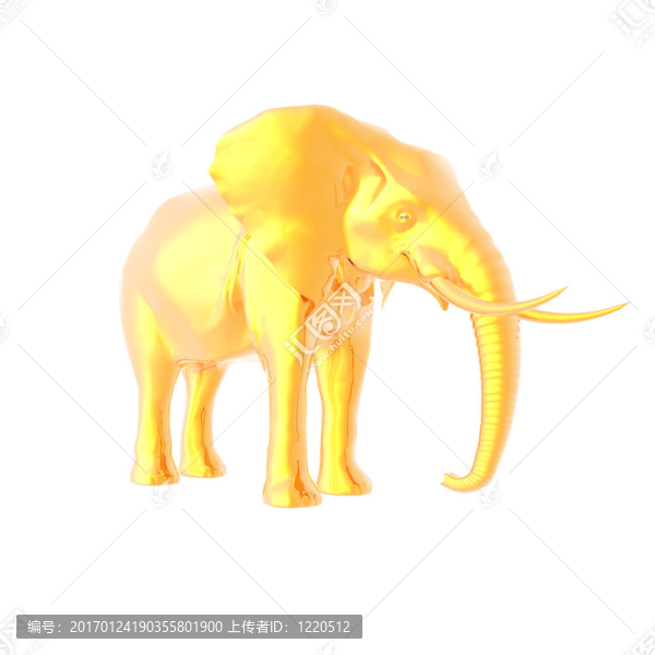 白色背景下的3D大象