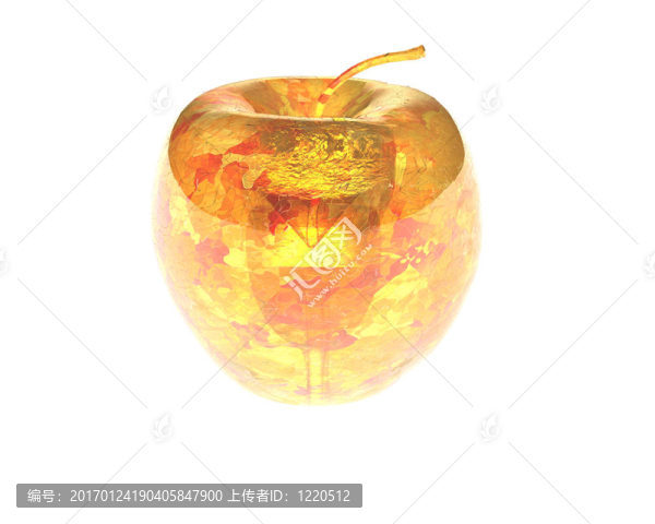三維明亮的金色蘋果