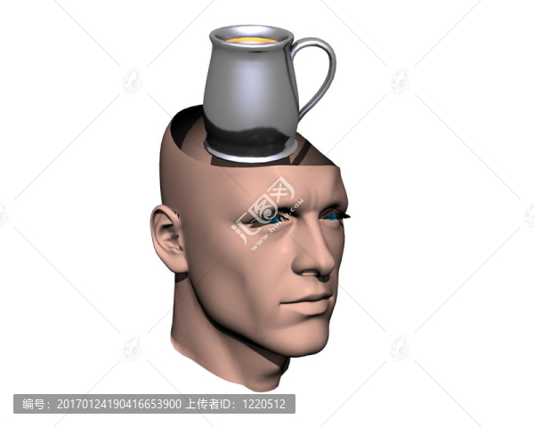3D男子破解頭與杯