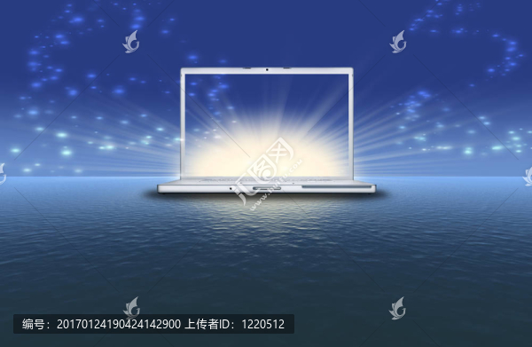 空白筆記本上日落藍(lán)色的大海