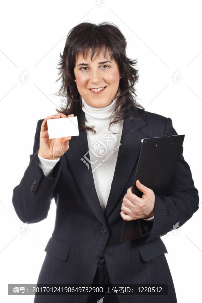 營業(yè)女拿著一張空白卡