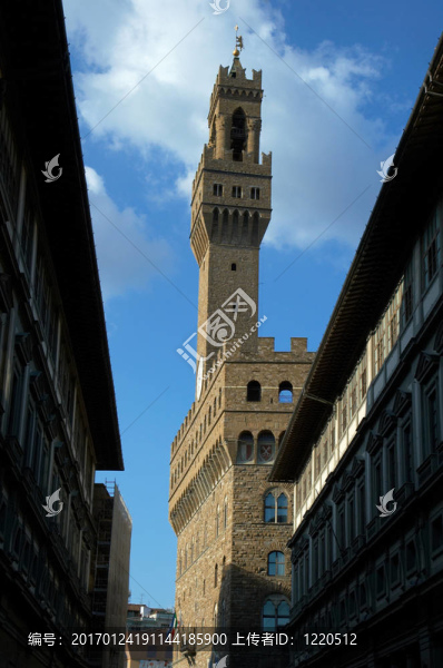在廣場德拉Signoria廣場鐘樓；意大利佛羅倫薩