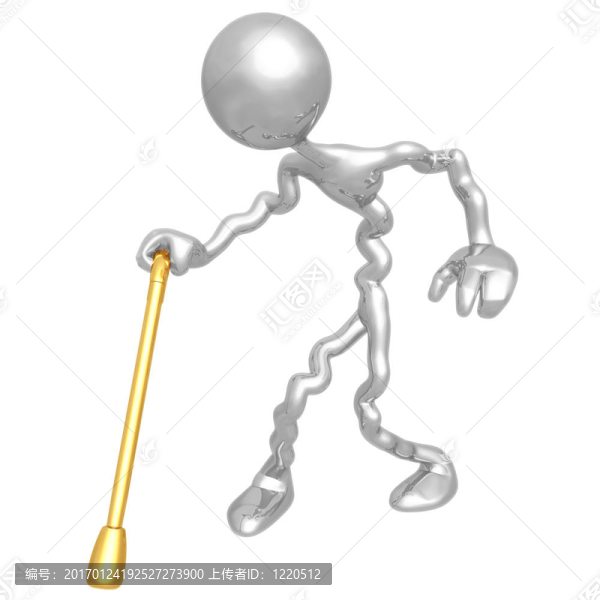 老人帶著手杖行走