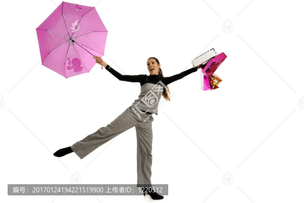 快樂購物的女人