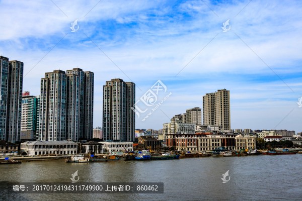 寧波江北風(fēng)景,江邊住宅樓,高樓
