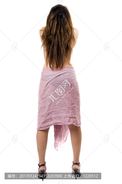 回到拍攝的美麗的女孩。白色隔離