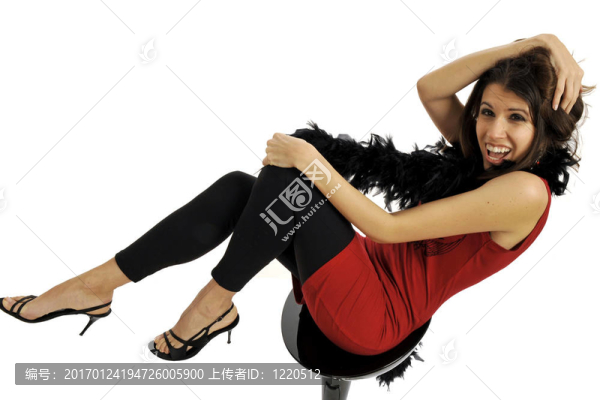 穿紅衣服的女士