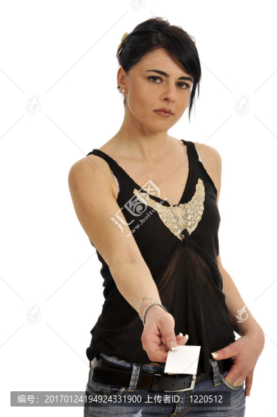 帶名片的女人。