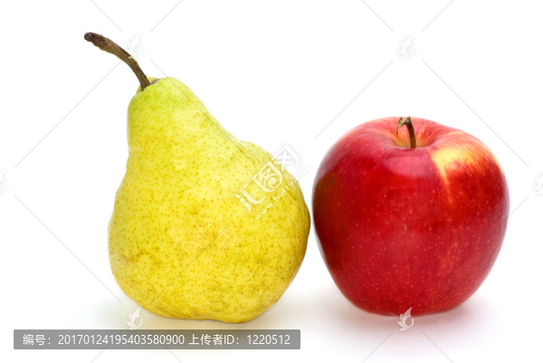 紅蘋果和黃綠色梨