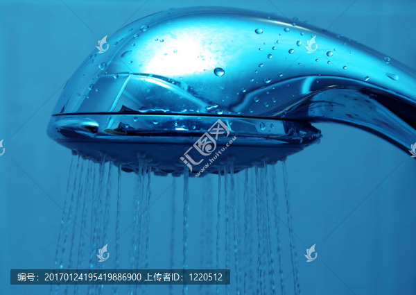 清新淋浴清潔藍(lán)水射流