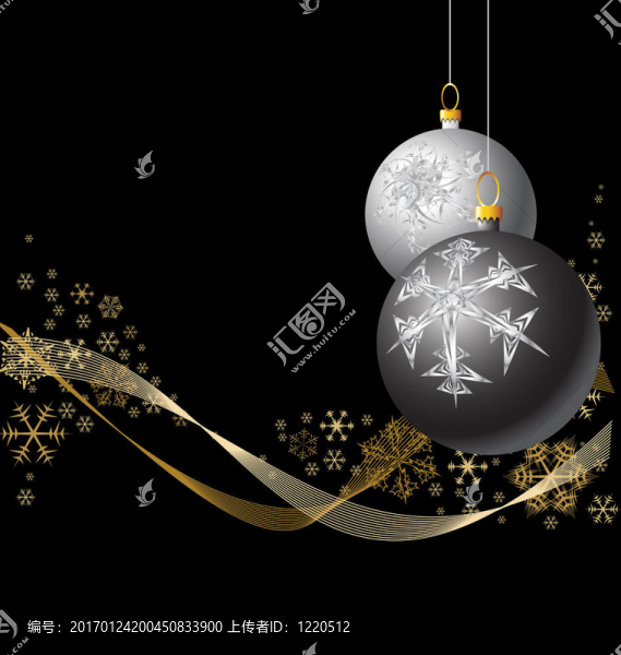黑色和銀色圣誕燈泡