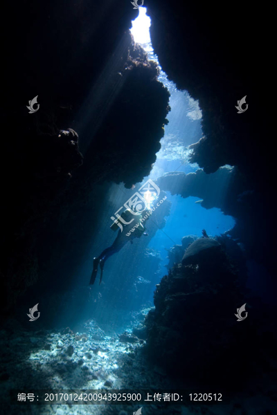 山洞里的潛水員-匯圖網(wǎng) www.fosd68.com 山洞里的潛水員