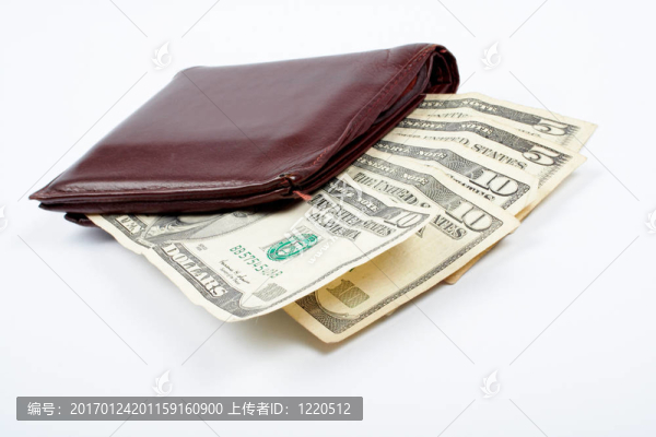 內(nèi)有鈔票的舊皮夾