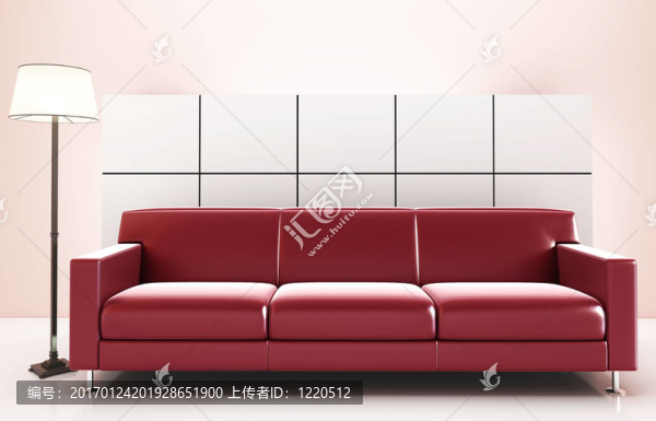 室內(nèi)有一個紅色的沙發(fā)