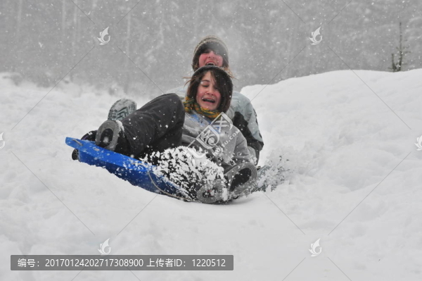 在托盤上滑雪橇