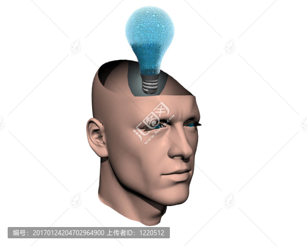 3D男子破解頭與燈-匯圖網(wǎng) www.fosd68.com 3D男子破解頭與燈