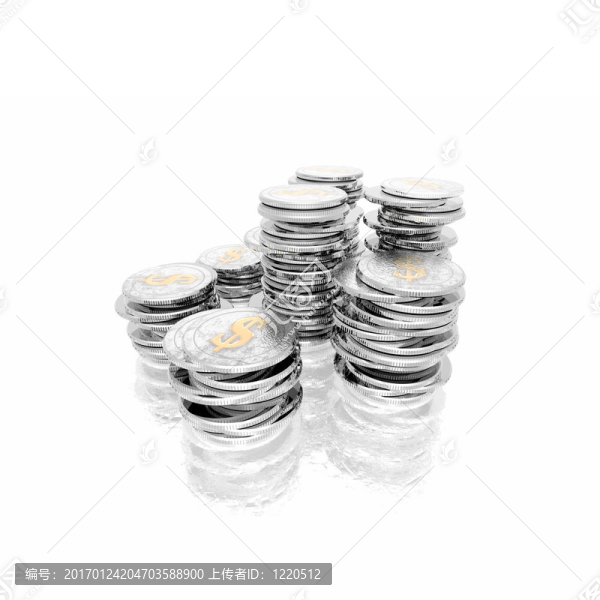 白色上分離的硬幣
