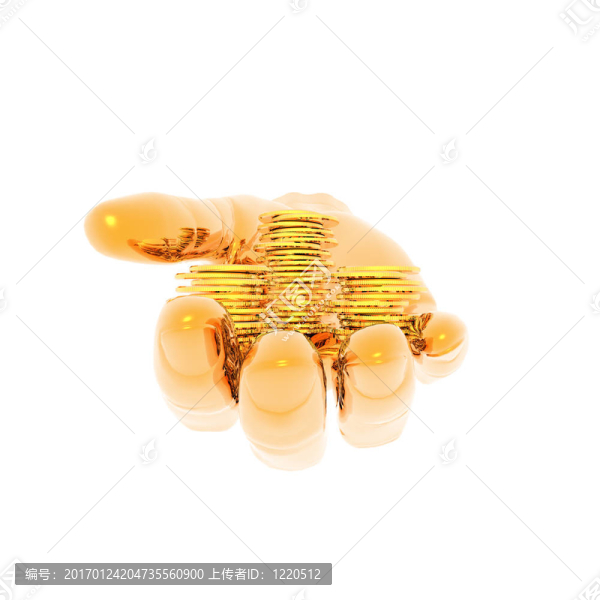手上有一個金色的貨幣符號孤立在一個白色