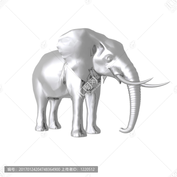白色背景下的3D大象