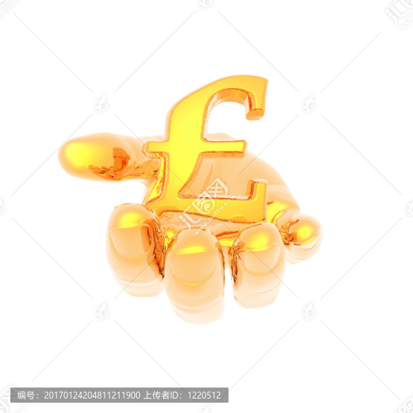 手上有一個金色的貨幣符號孤立在一個白色