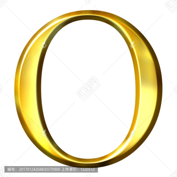 3D金色的希臘字母奧米克隆