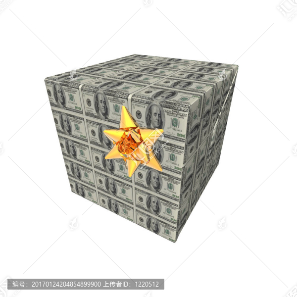 禮品盒金字塔與美元紙幣紋理