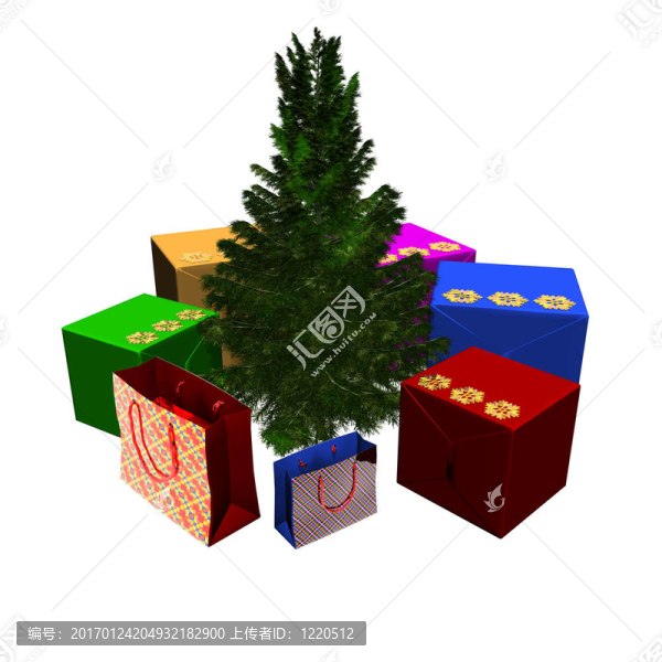 裸露圣誕樹(shù)準(zhǔn)備用禮品盒裝飾