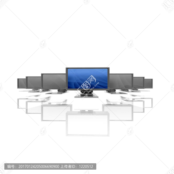 顯示器上的白色的一列孤立的