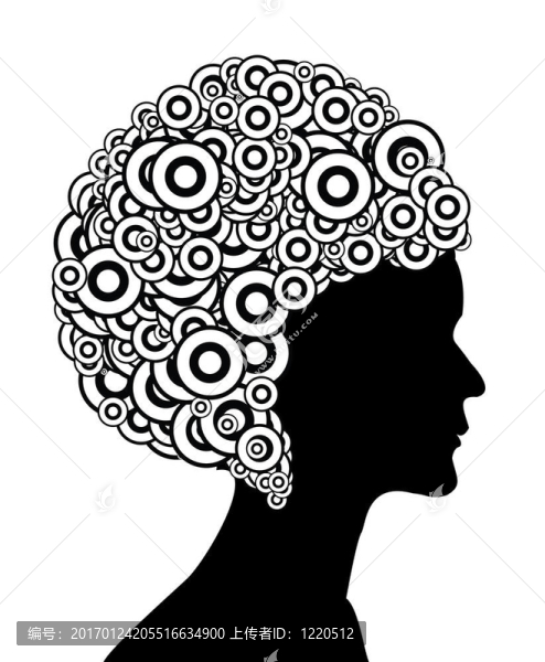 帶有抽象發(fā)型的女孩剪影