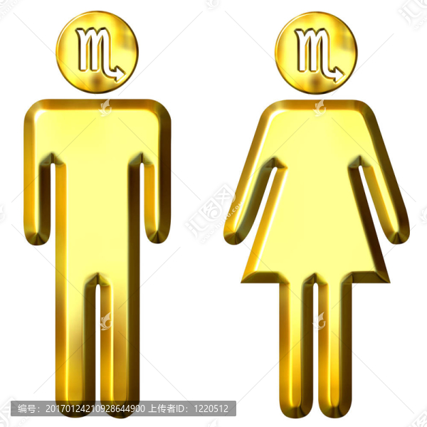 3D黃金天蝎座男人和女人