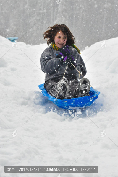 在托盤上滑雪橇
