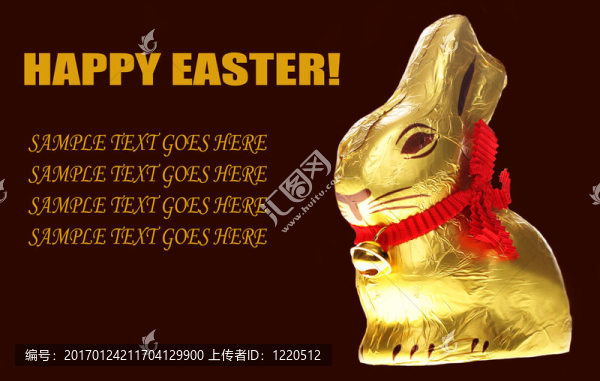 孤立的金色巧克力復(fù)活節(jié)兔子