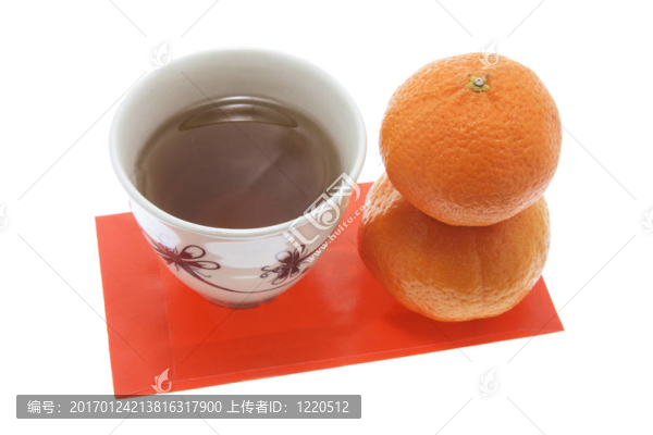 官吏；茶杯和紅色的包