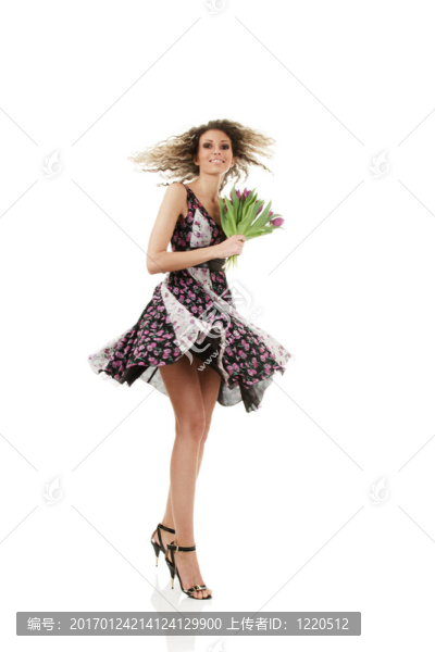 美麗的女人與鮮花