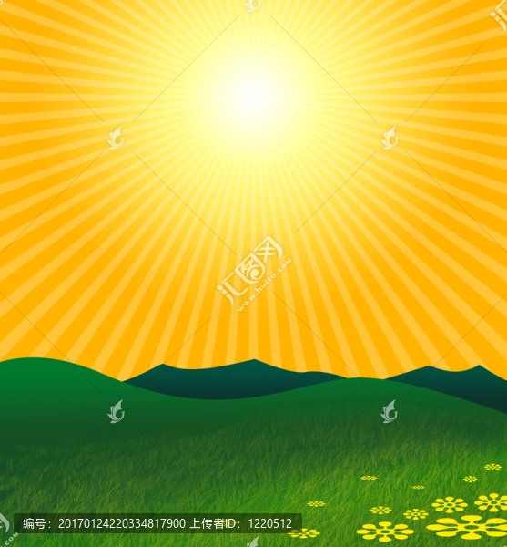 綠色景觀中的炎熱夏季