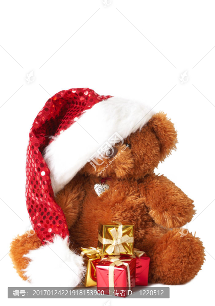 彩色圣誕禮物和Santa熊