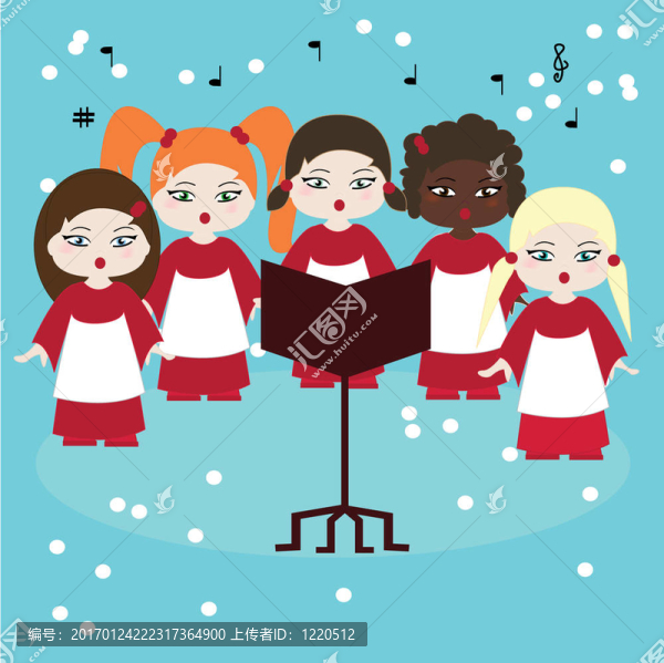 唱詩班唱頌歌在雪中
