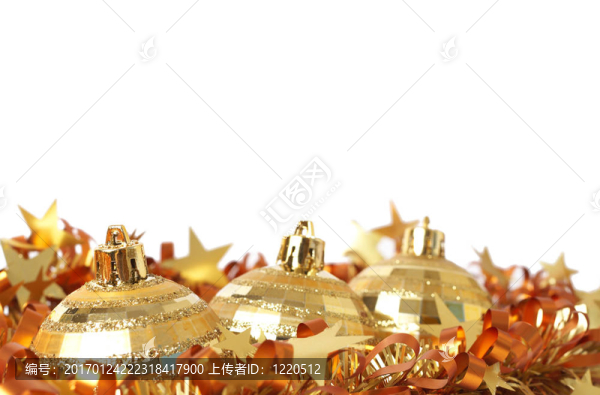 黃金圣誕裝飾品在閃亮
