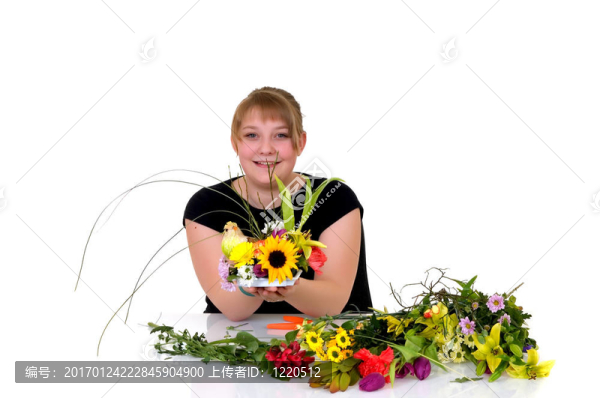 少女插花