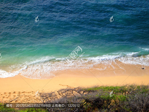 鉆石頭海灘鳥瞰圖；瓦胡島；夏威夷