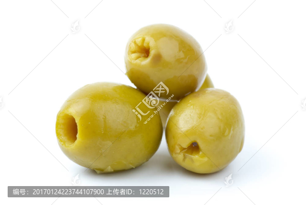 三使腌制橄欖綠色的特寫