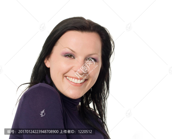 微笑的女人，白色的