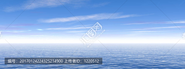 藍色的天空和海洋波浪混濁水全景