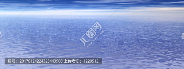 藍(lán)色的天空和海洋波浪混濁水全景