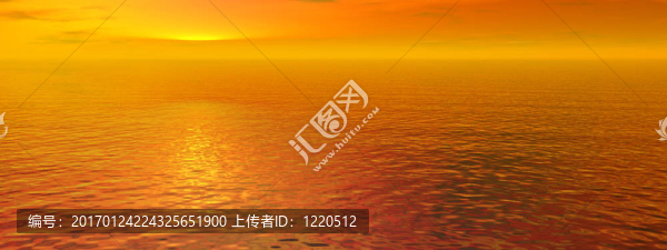 紅色日落天空和海浪水-全景圖