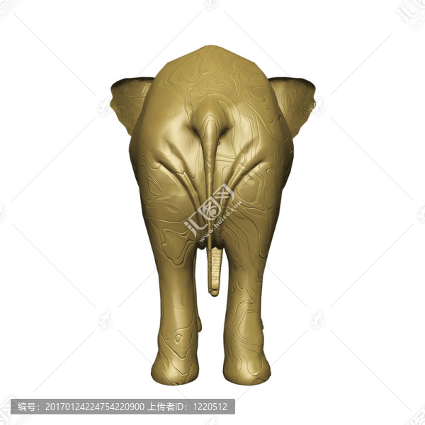 白色背景下的3D大象